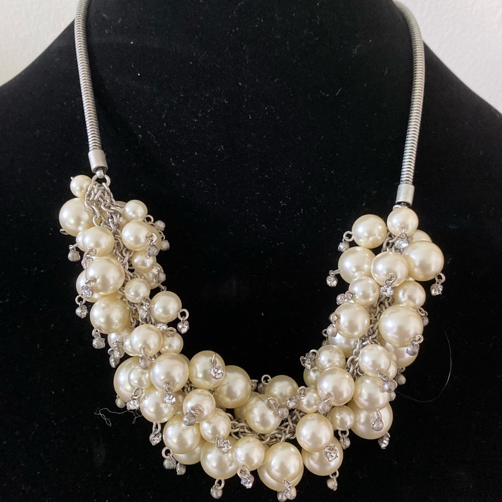 JCrew Pearl Cluster with Cubic Zirconia Necklace